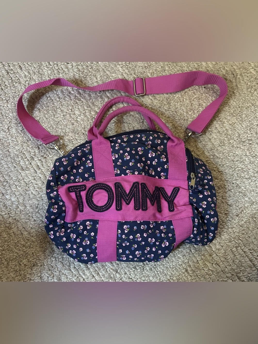 Tommy Hilfiger Floral Navy & Magenta Mini Duffle Tote